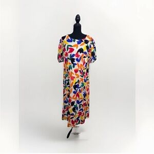 Calvin Klein Multicolor Abstract Midi Dress 14W NWT